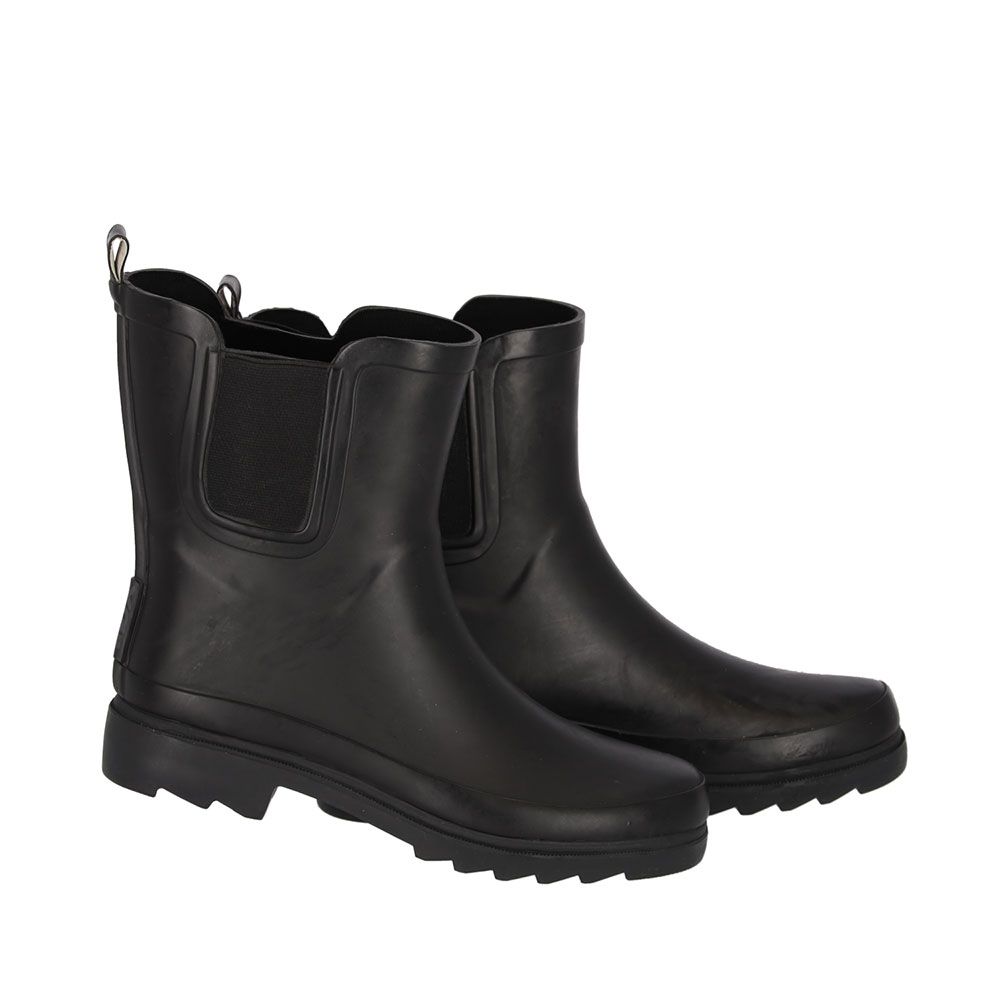 XQ Dames Regenlaarzen Rubber Plain Chelsea Zwart 