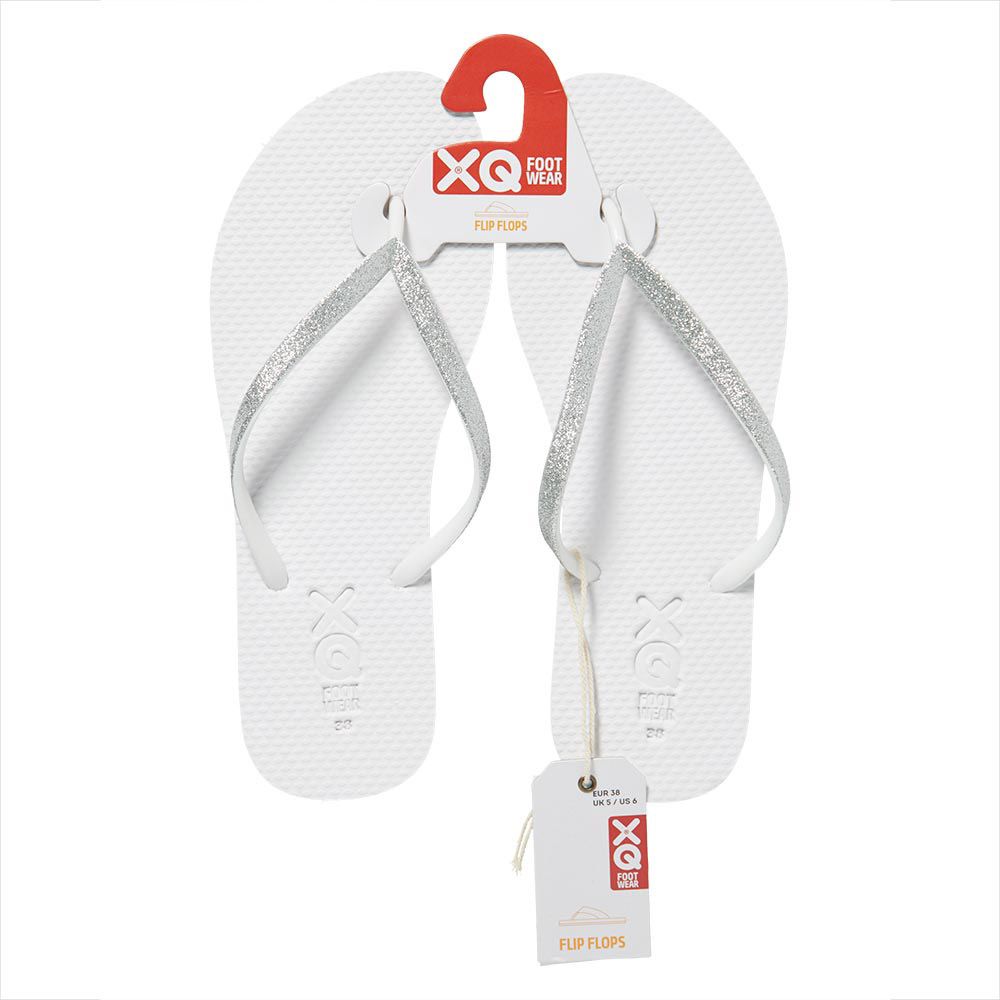 XQ Teenslippers Dames Glitter Wit 