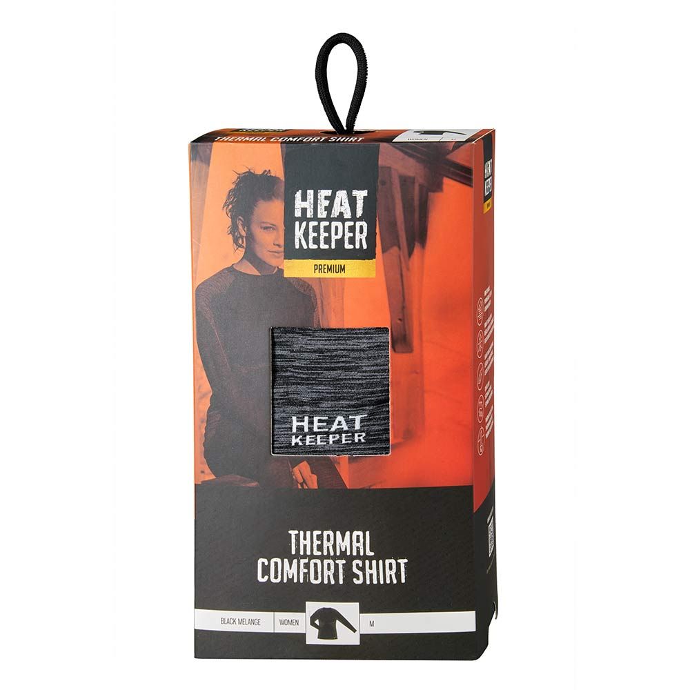 Heatkeeper Thermoshirt Lange Mouw Dames Premium Zwart Melange