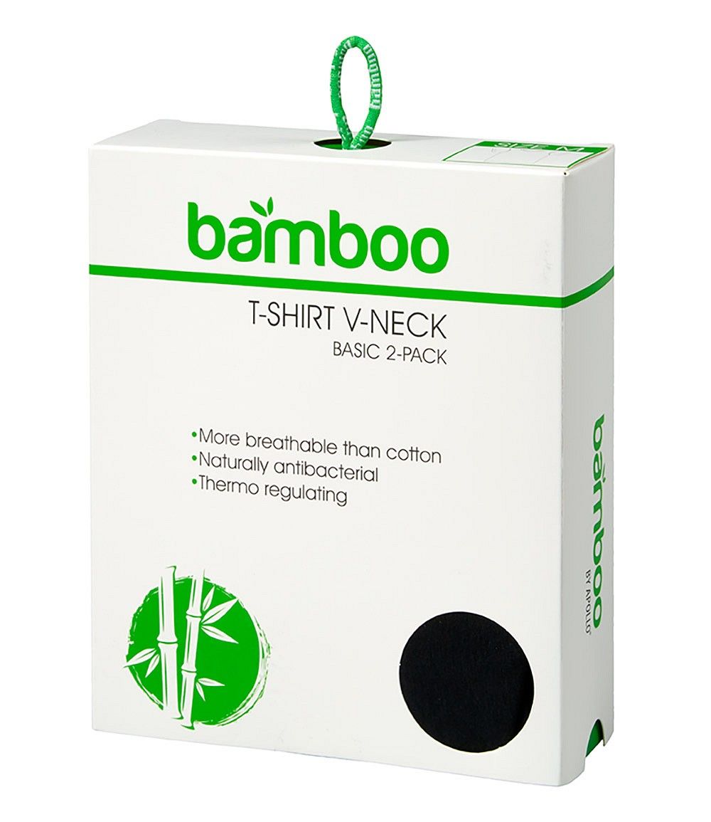 Apollo T-shirt Heren Bamboo Basic V-neck Zwart 2-pack