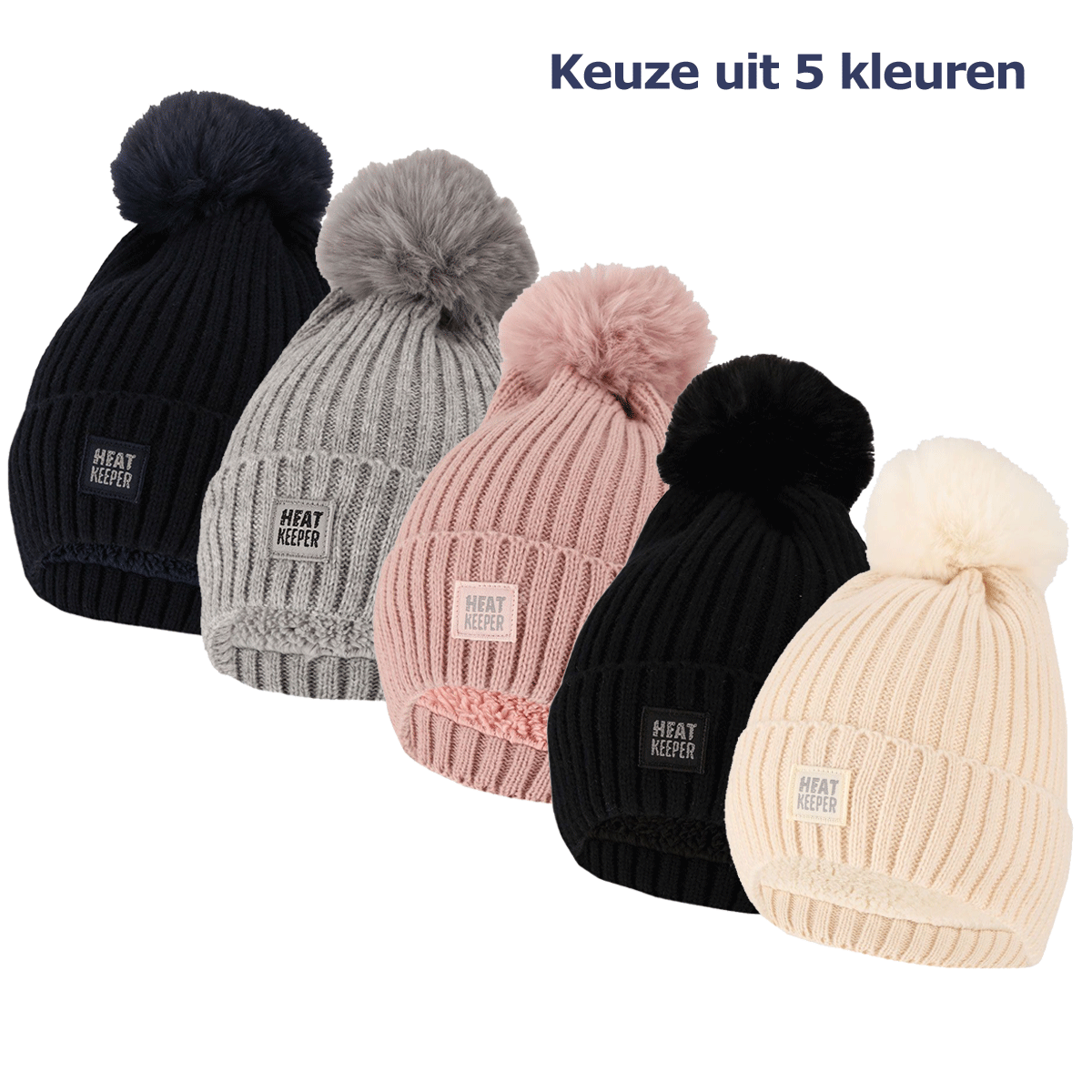 Heatkeeper Thermo Muts met Pompon Dames - Keuze uit 5 kleuren