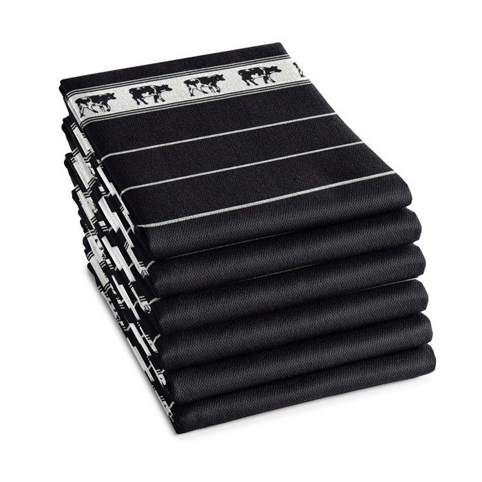 DDDDD Theedoek Koeien Zwart - 6 stuks