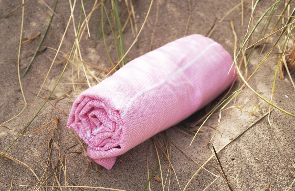 The One Towelling Hamamdoek Pink/Wit