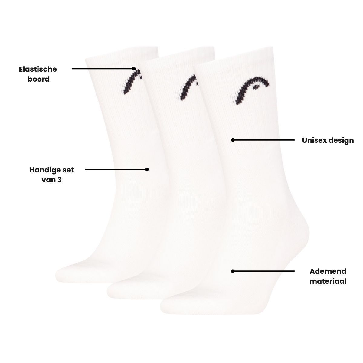 HEAD Sportsokken Training 3-pack Wit