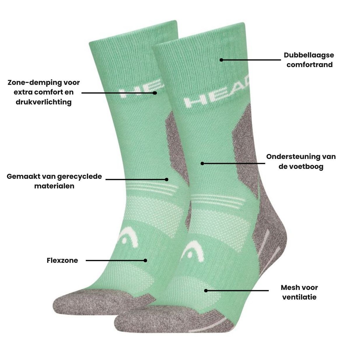 HEAD Wandelsokken All Climates Hiking Crew 6-pack Licht Groen