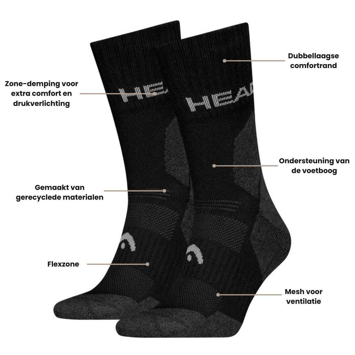 HEAD Wandelsokken All Climates Hiking Crew 2-pack Zwart