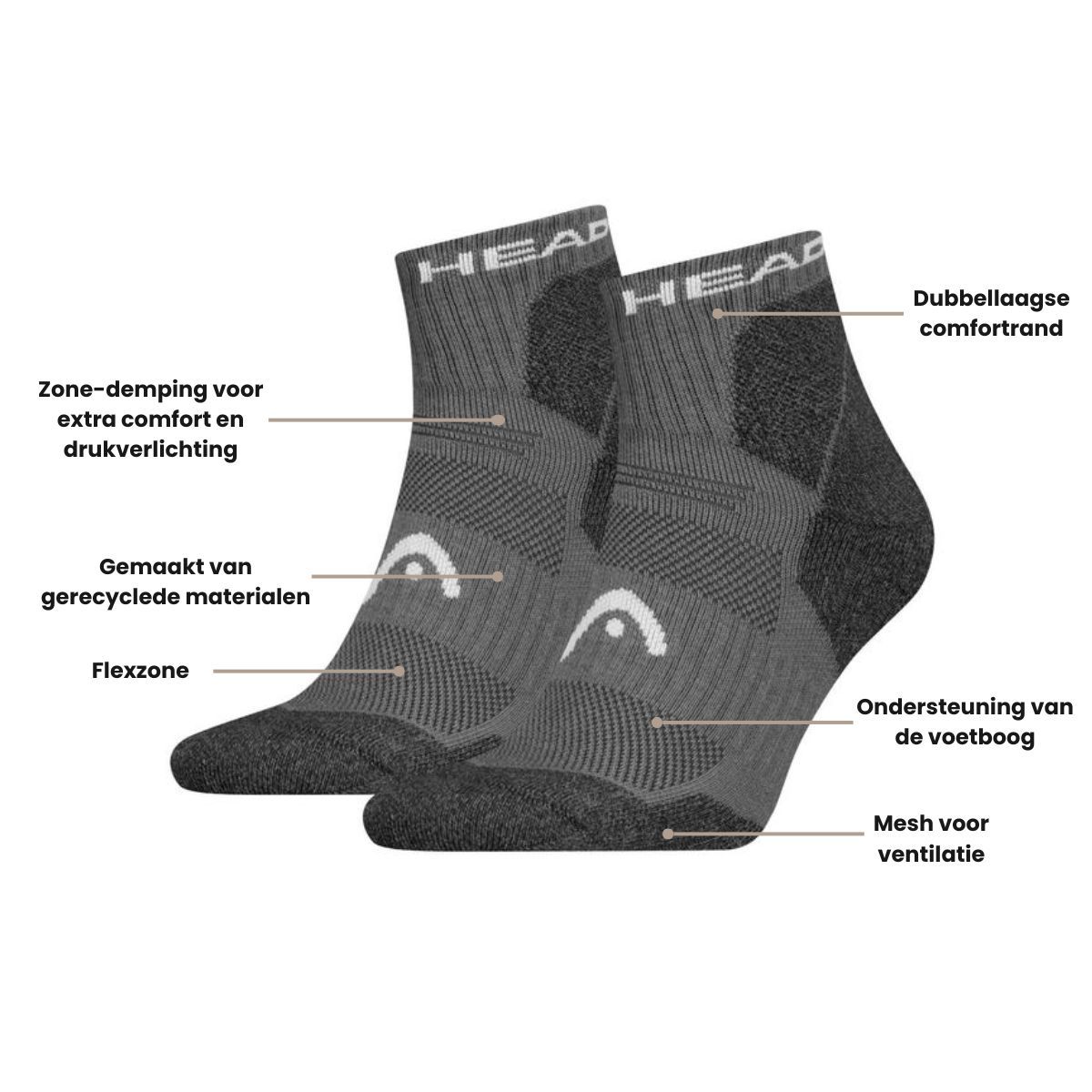 HEAD Wandelsokken All Climates Hiking Quarter 6-pack Grijs