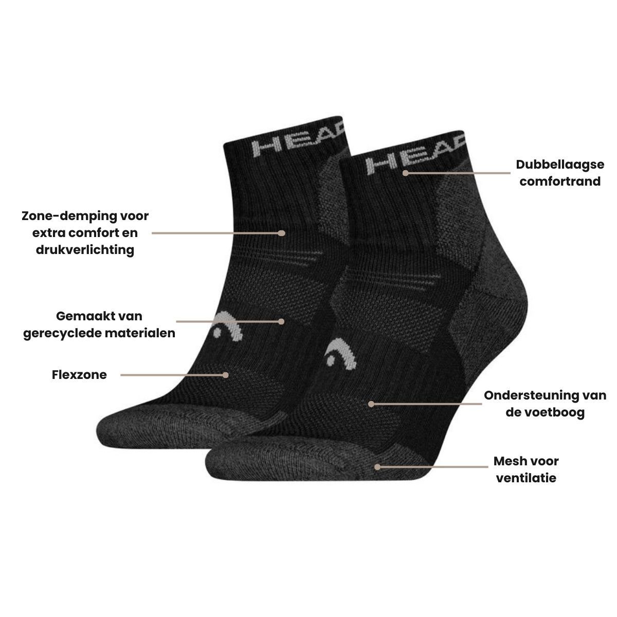 HEAD Wandelsokken All Climates Hiking Quarter 6-pack Zwart