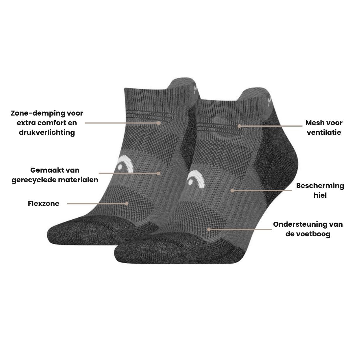 HEAD Wandelsokken All Climates Hiking Sneaker 6-pack Grijs