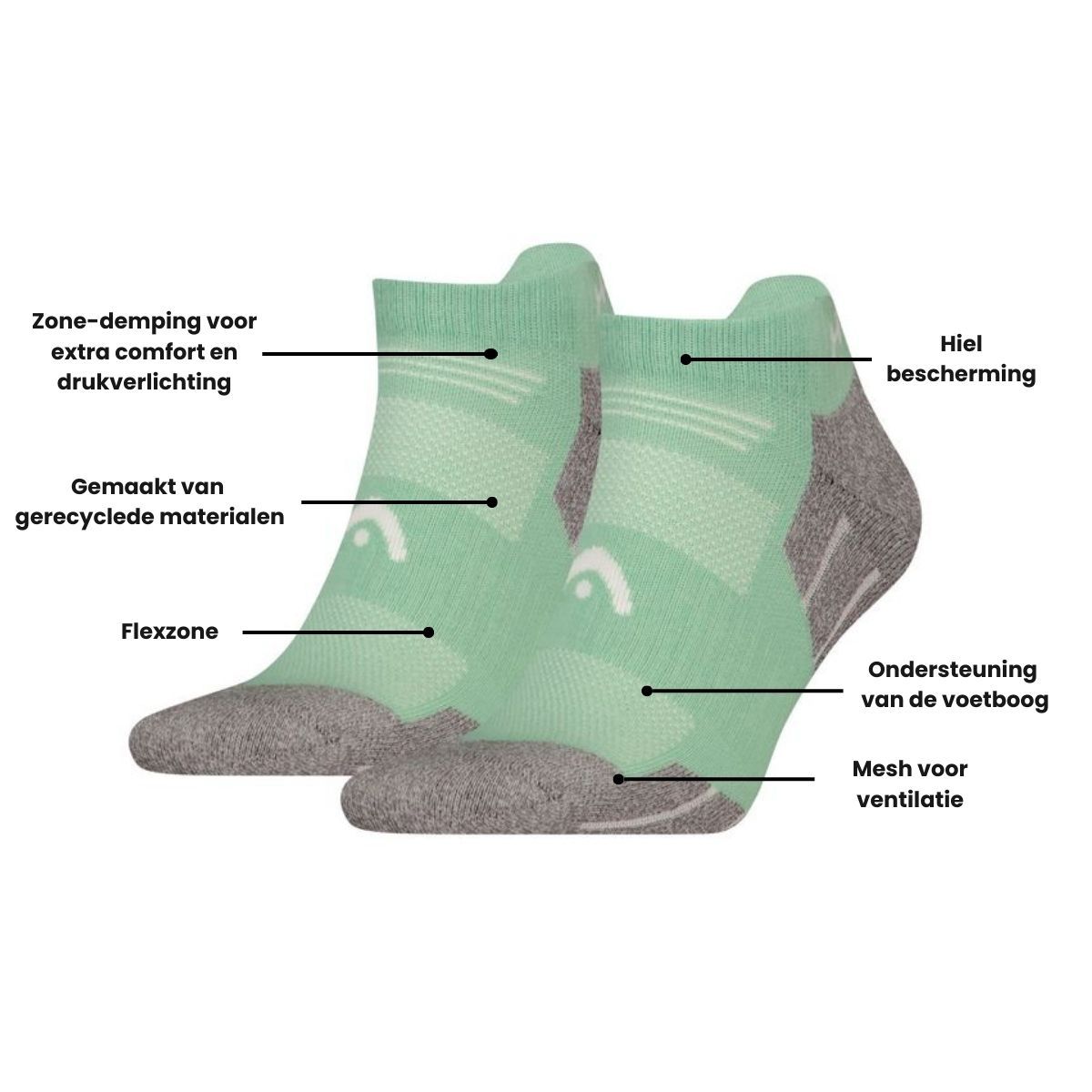 HEAD Wandelsokken All Climates Hiking Sneaker 6-pack Licht Groen
