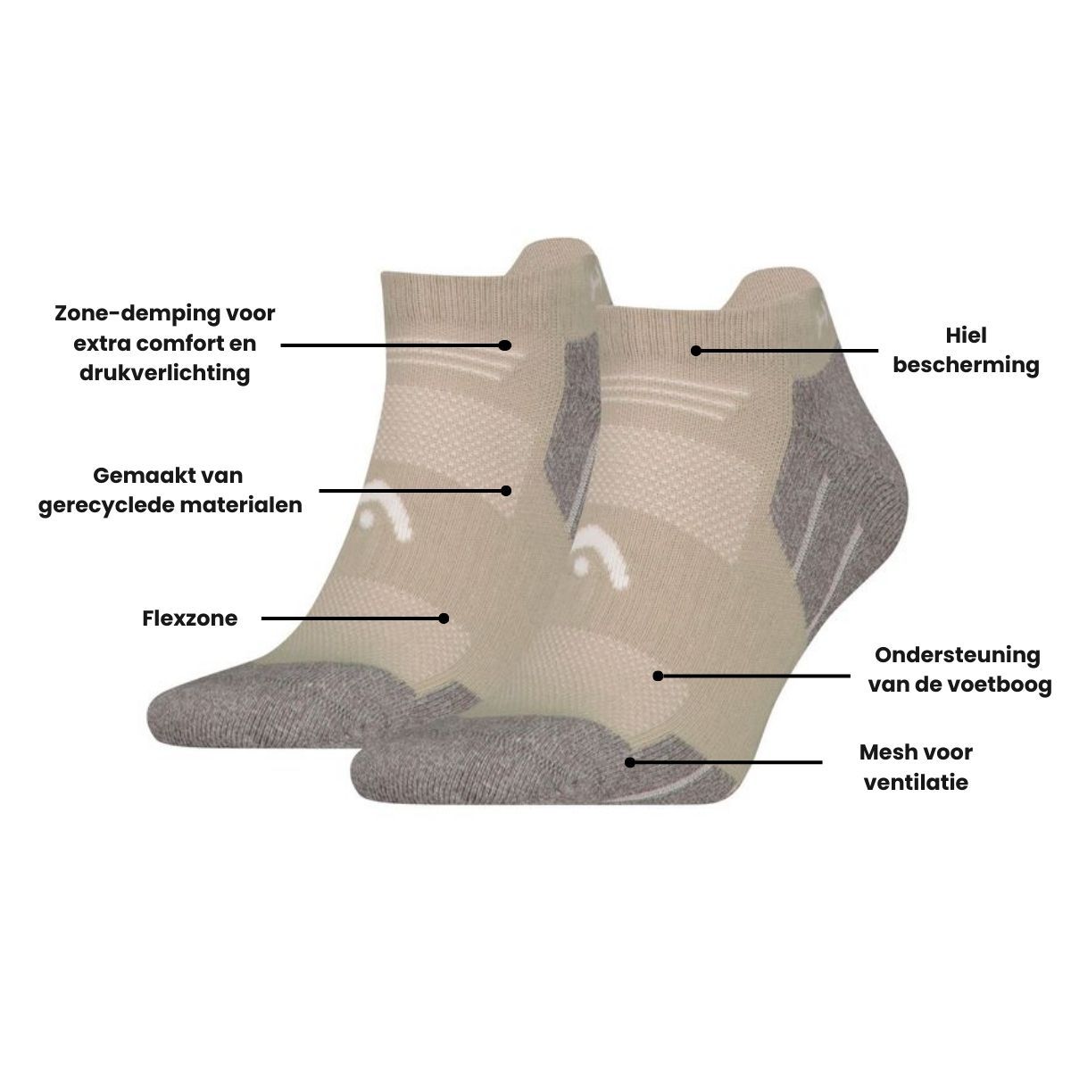HEAD Wandelsokken All Climates Hiking Sneaker 6-pack Taupe