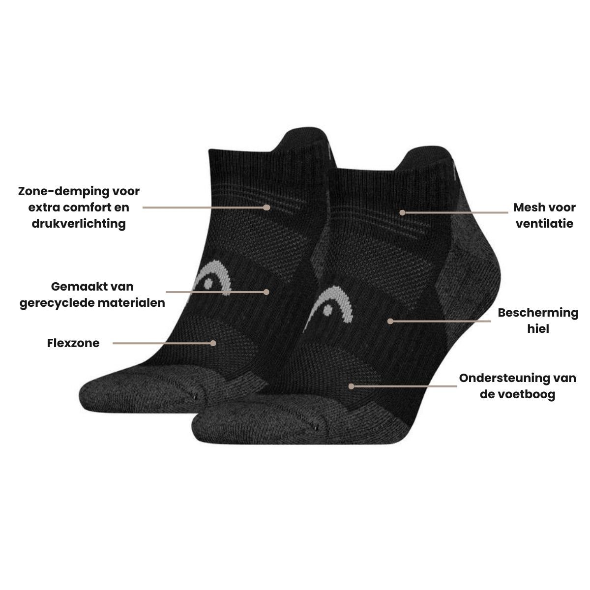 HEAD Wandelsokken All Climates Hiking Sneaker 6-pack Zwart