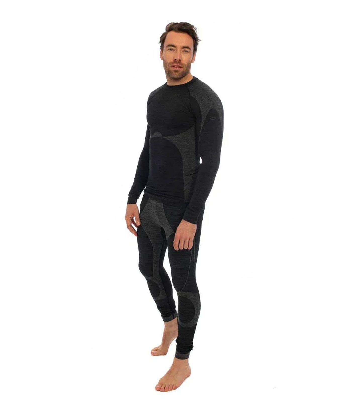 Heatkeeper Thermoset Heren Premium - Thermoshirt + Thermo Legging - Zwart Melange