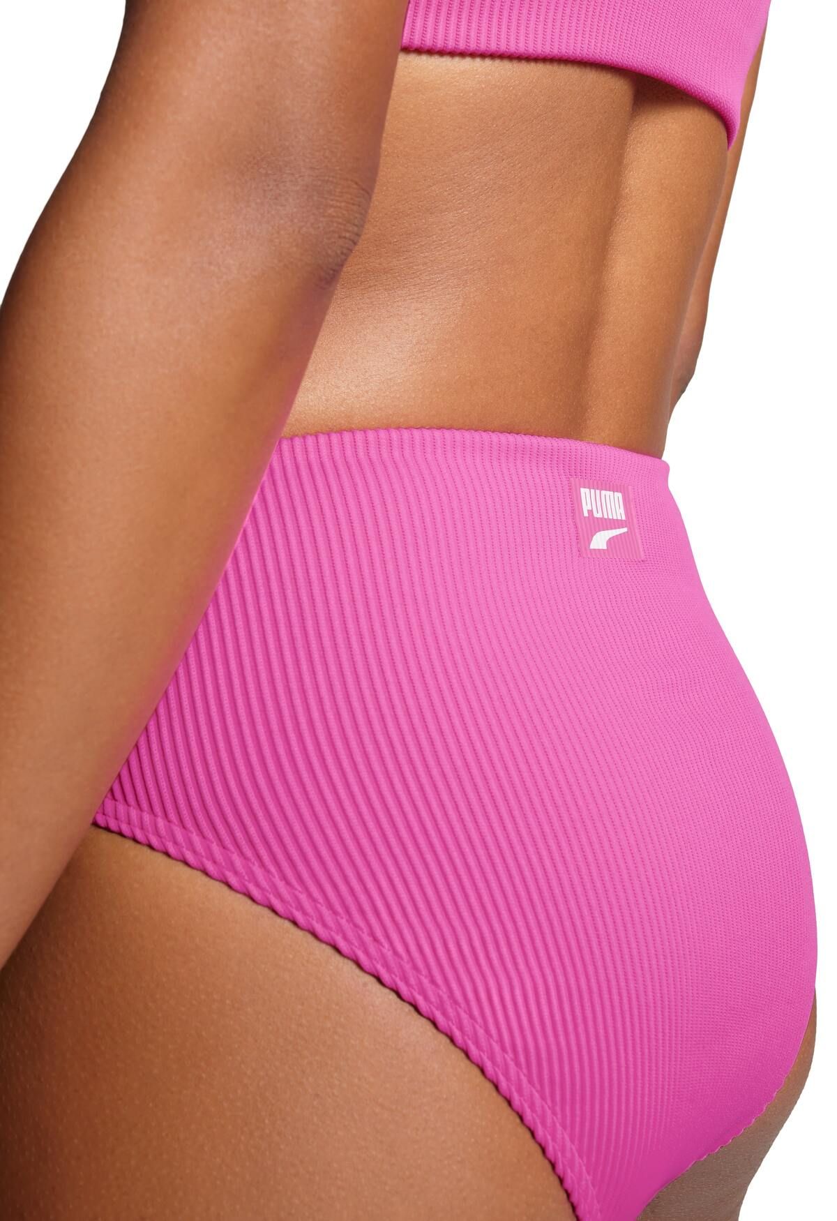 Puma Bikinibroekje Ribbed High Waist Brief Neon Pink Combo