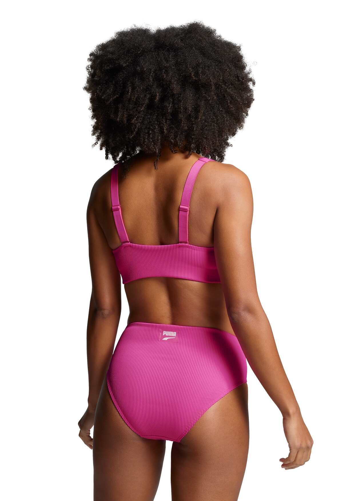 Puma Bikinibroekje Ribbed High Waist Brief Neon Pink Combo