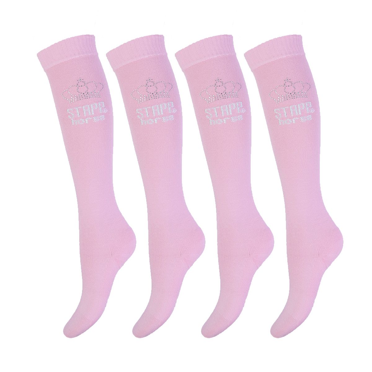 STAPP Horse Paardrijsokken Kroon Strass 4-pack Roze / Zilver
