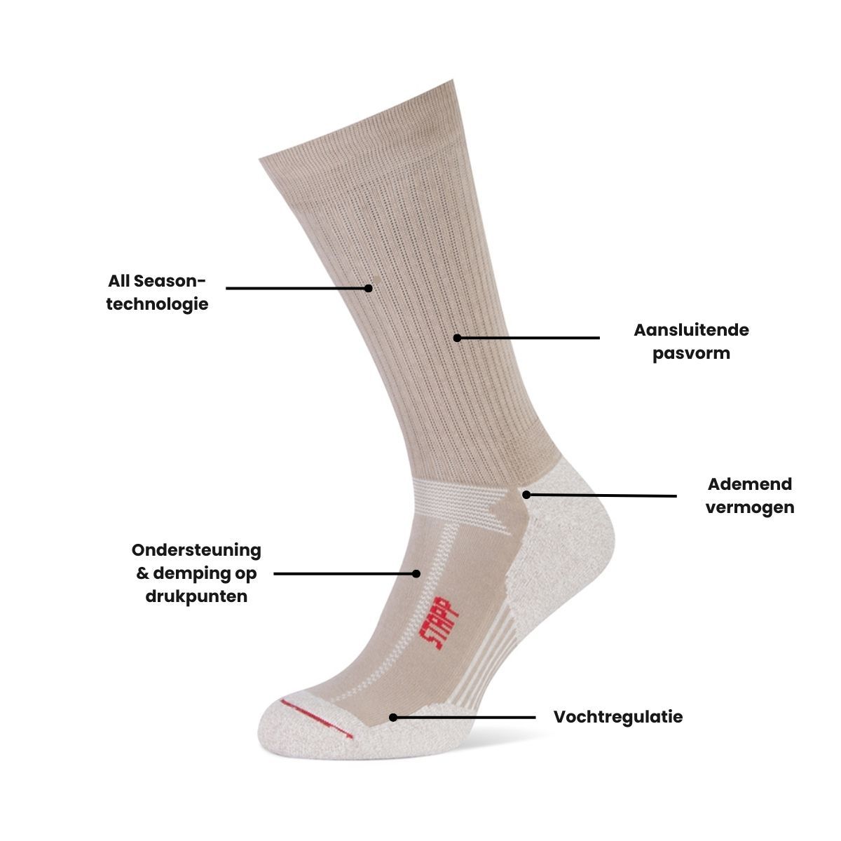 STAPP Wandelsokken Techno Boston All Season 3-pack Beige