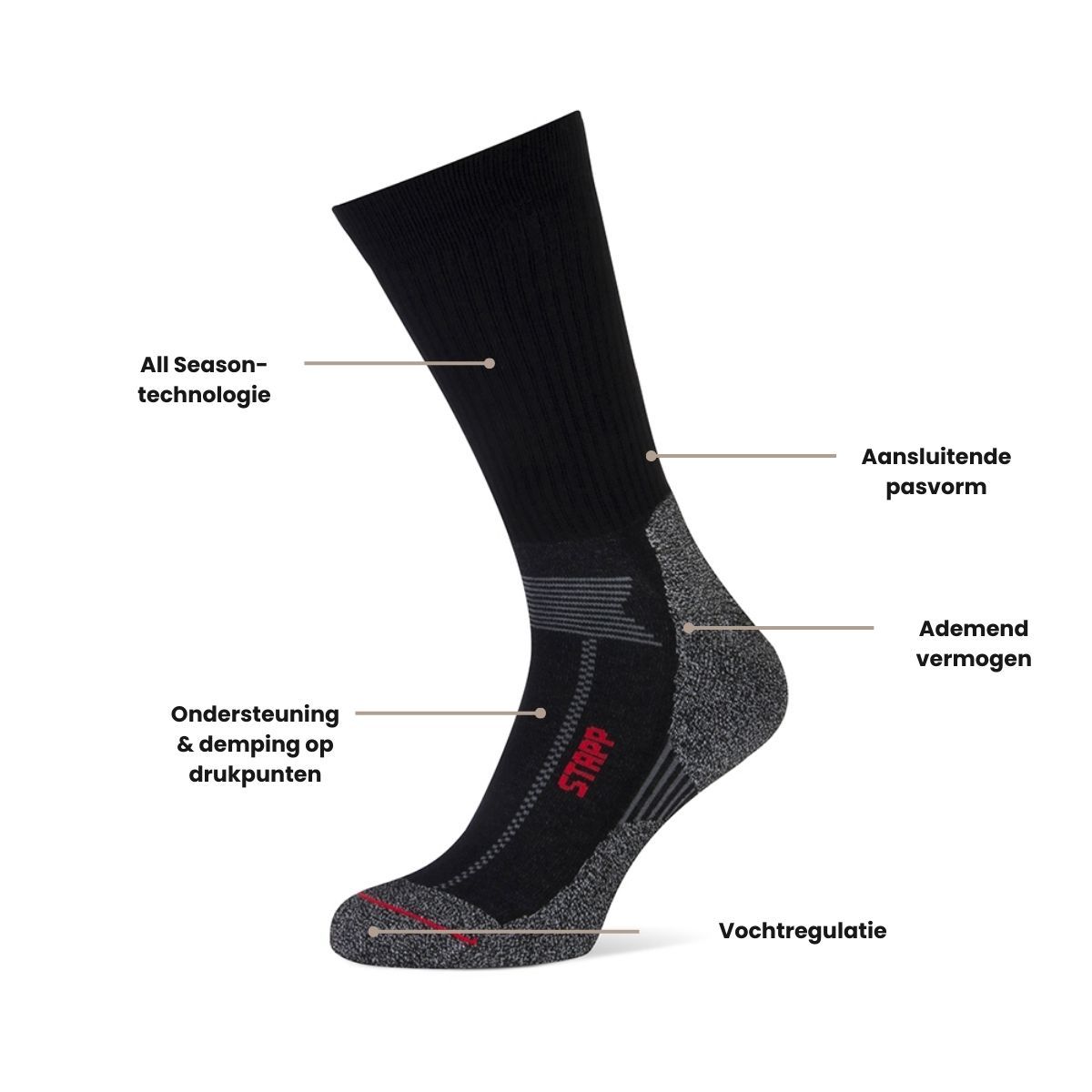 STAPP Wandelsokken Techno Boston All Season 3-pack Zwart