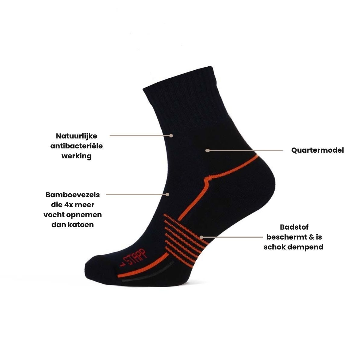 STAPP Wandelsokken Quarter Active Outdoor Bamboe Marine