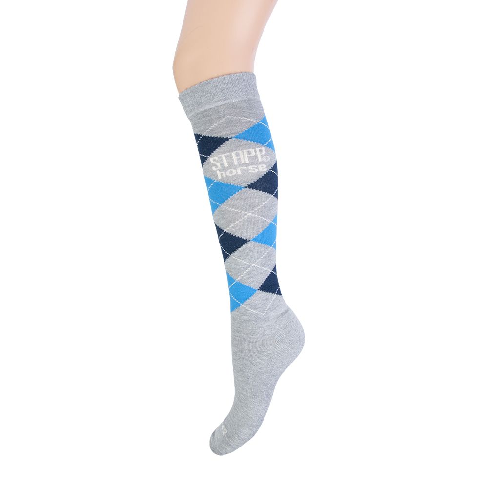 STAPP Horse Paardrijsokken Ruit 4-pack Grijs / Marine / Blauw