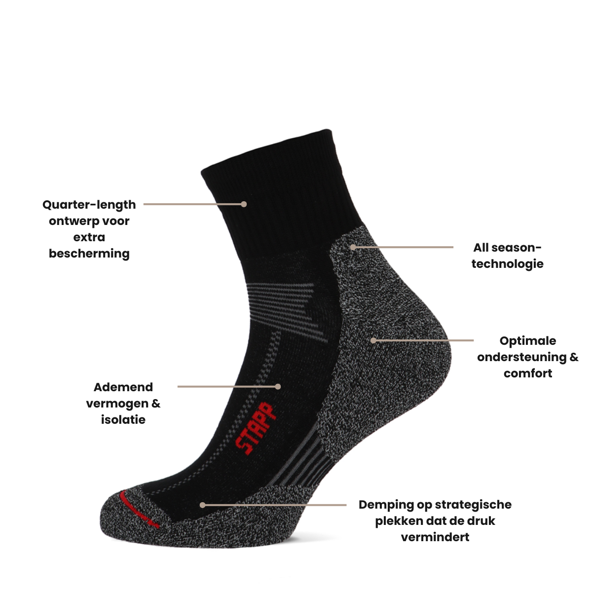 STAPP Wandelsokken Techno Boston All Season Quarter 3-pack Zwart
