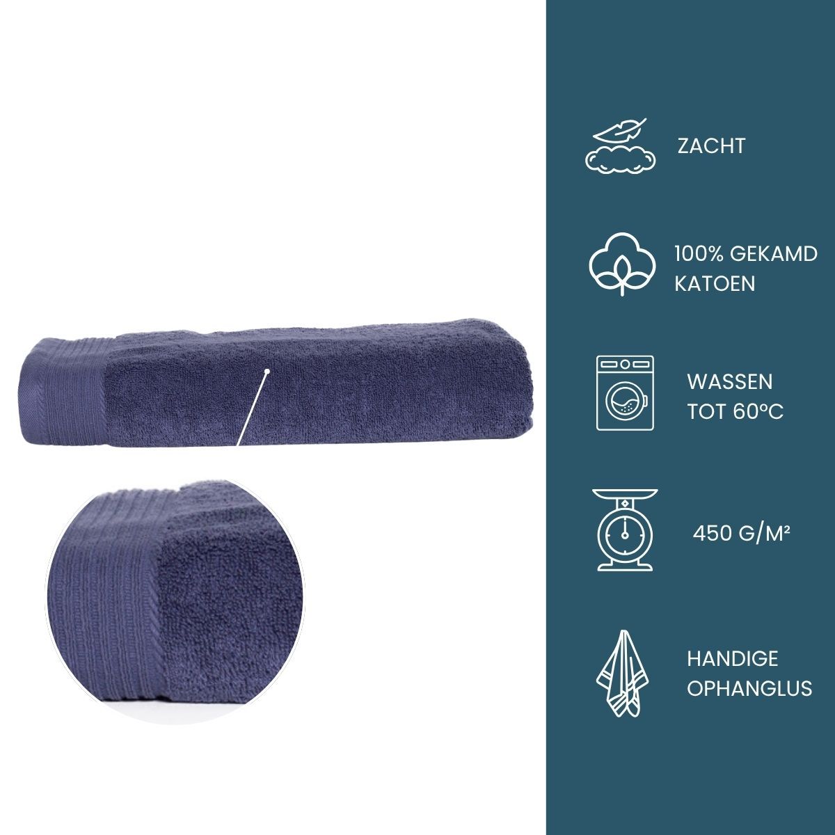 The One Badlaken 450 gram 100x180 cm Denim Faded