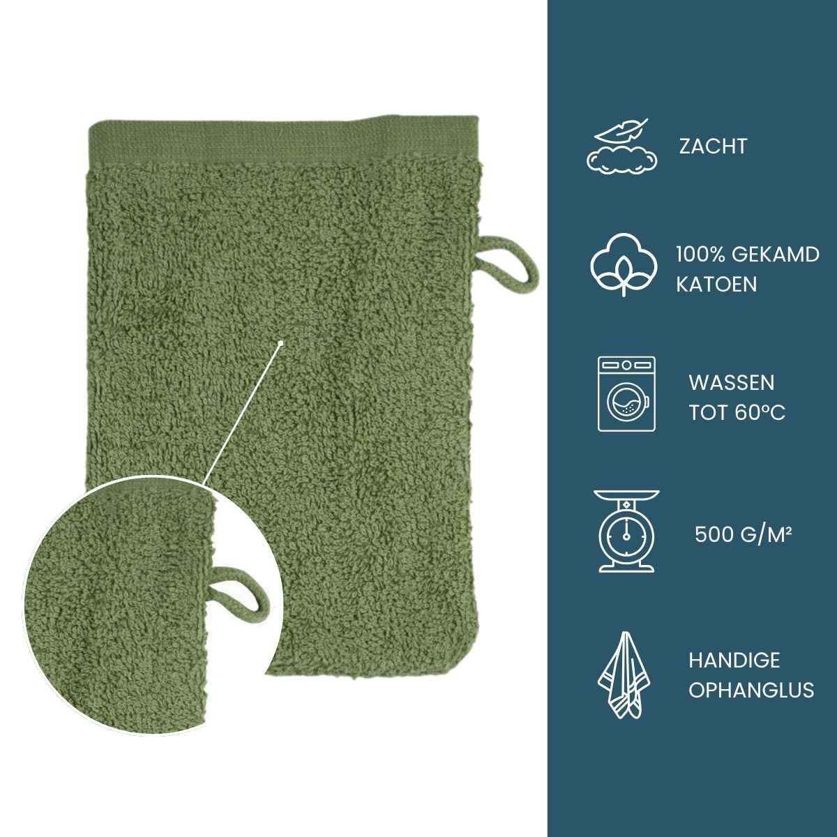 The One Washandje 500 gram 15x21 cm Olive Green