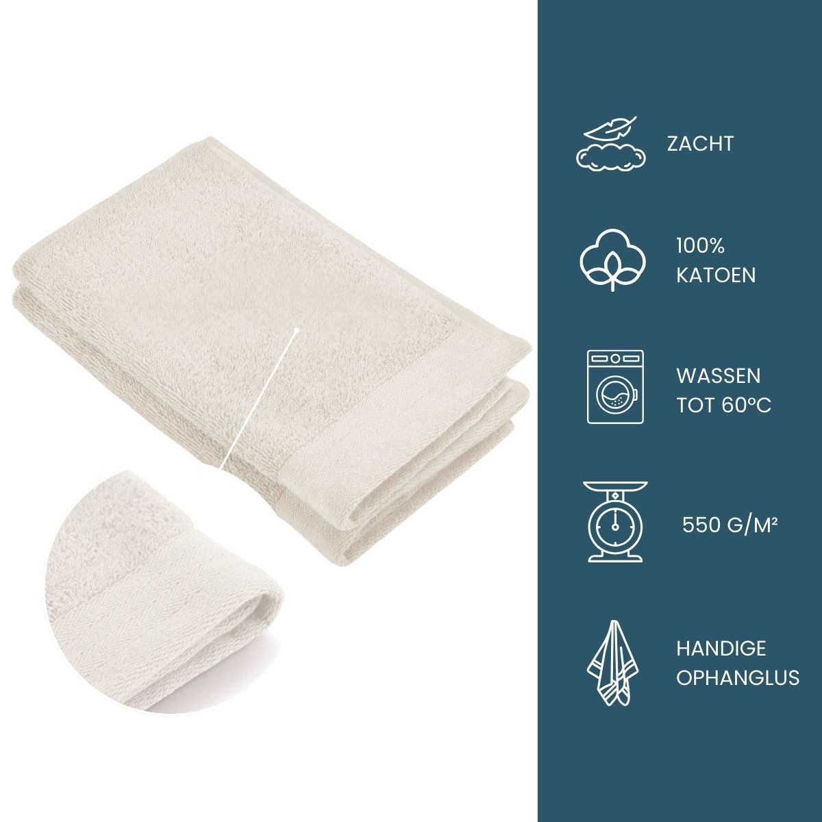 Walra Soft Cotton Gastendoekjes 30x50 cm 550gram Kiezel Grijs - 8 stuks