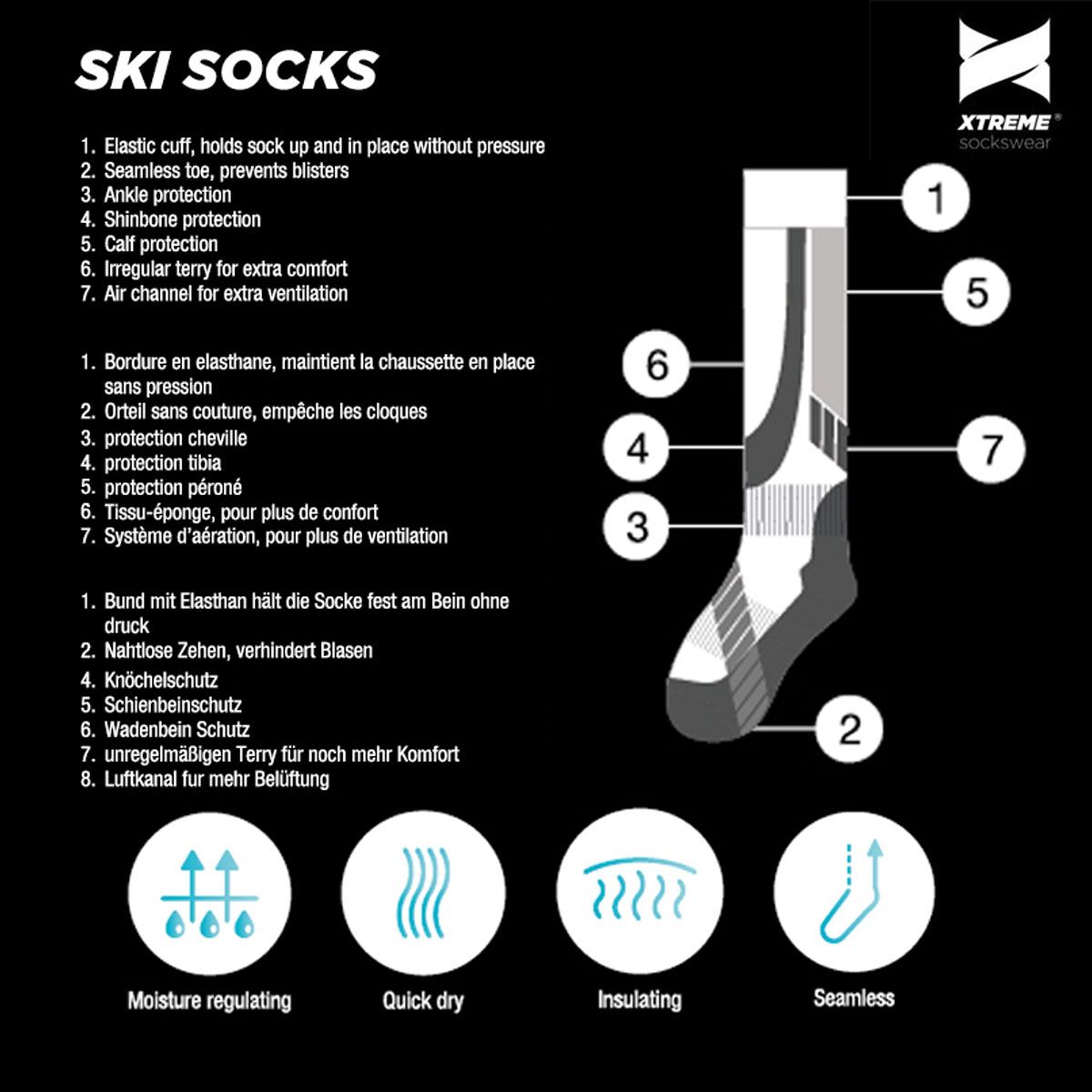 Xtreme Skisokken Unisex 6-pack Multi Black