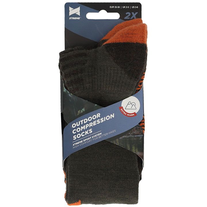 Xtreme Outdoor Sokken Compressie 2-pack Multi Green