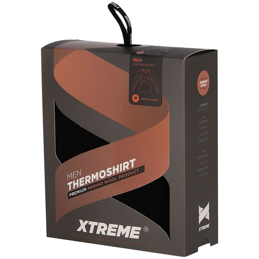 Xtreme Thermoshirt Heren Merino Wol Black Melange