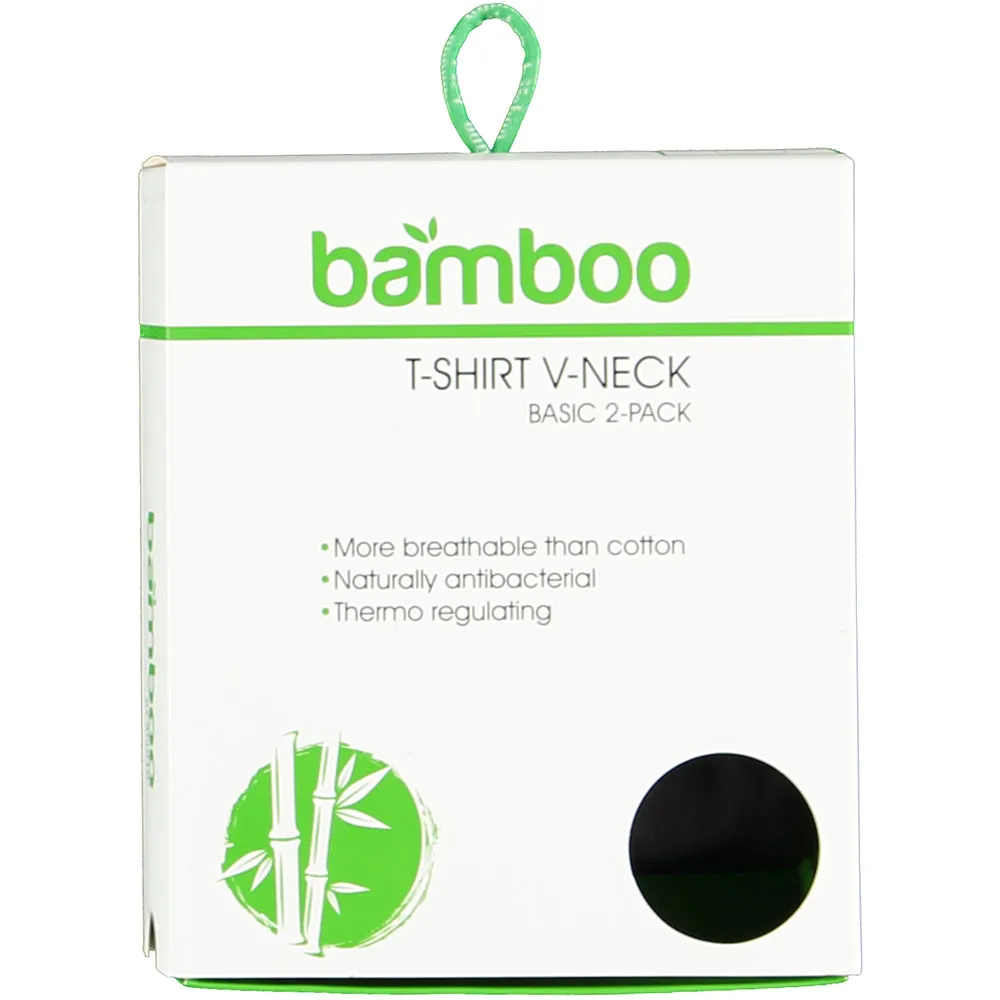 Apollo T-shirt Heren Bamboo Basic V-neck Zwart 4-pack
