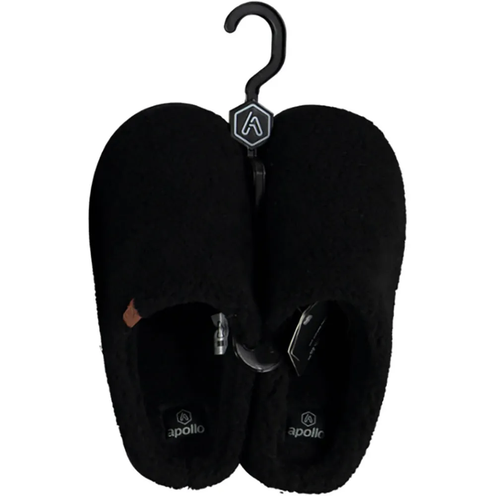 Apollo Pantoffels Heren Teddy Wol Zwart