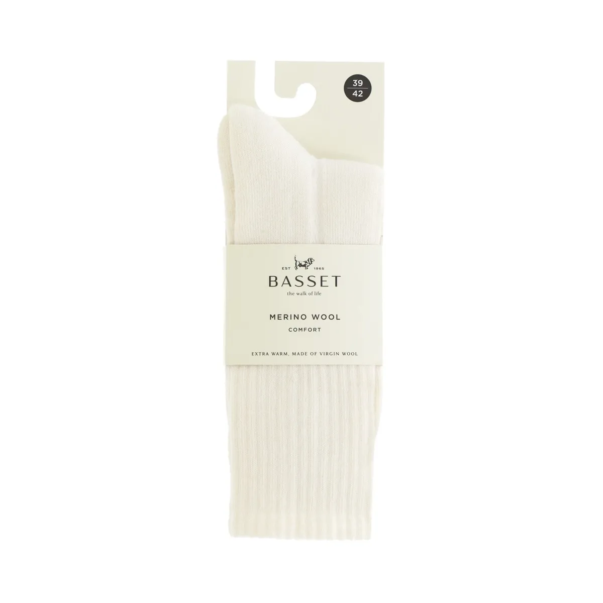 Basset Merinowollen Sokken Comfort 3-pack Off White