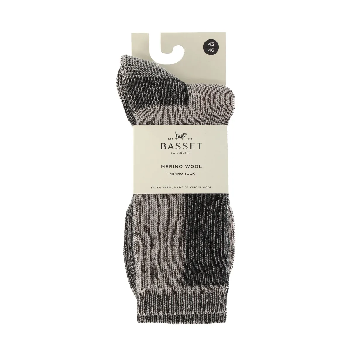 Basset Thermosokken Merinowol 3-pack Off White Black