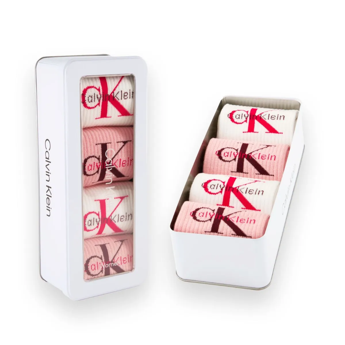Calvin Klein Sokken Giftbox Dames Monologo 4-pack Roze/Wit