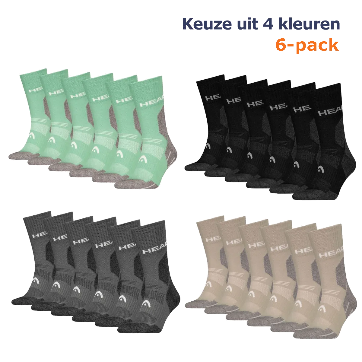 HEAD Wandelsokken All Climates Hiking Crew 6-pack - Keuze uit 4 kleuren