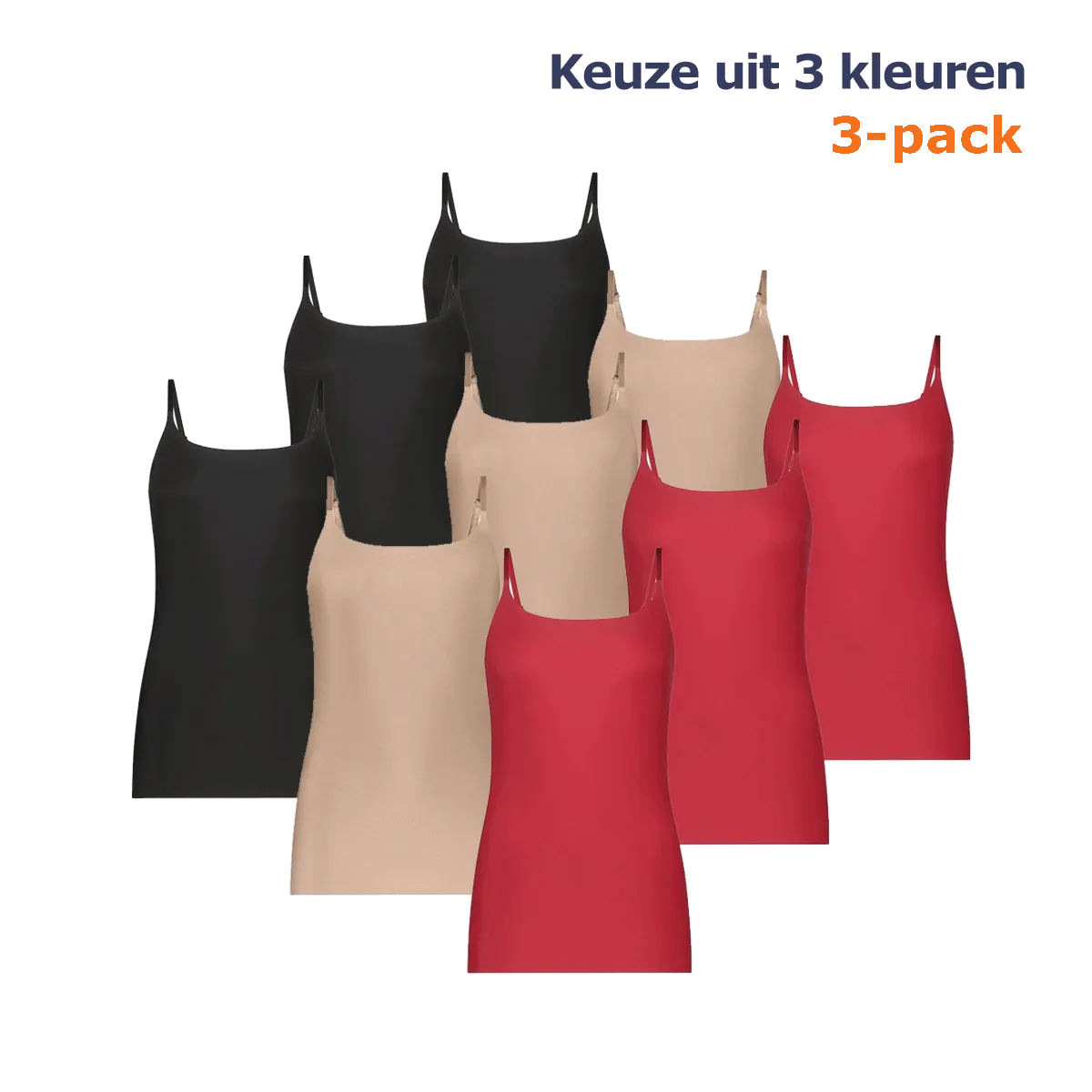 Ten Cate Secrets Spaghetti Top 3-pack - Keuze uit 3 kleuren