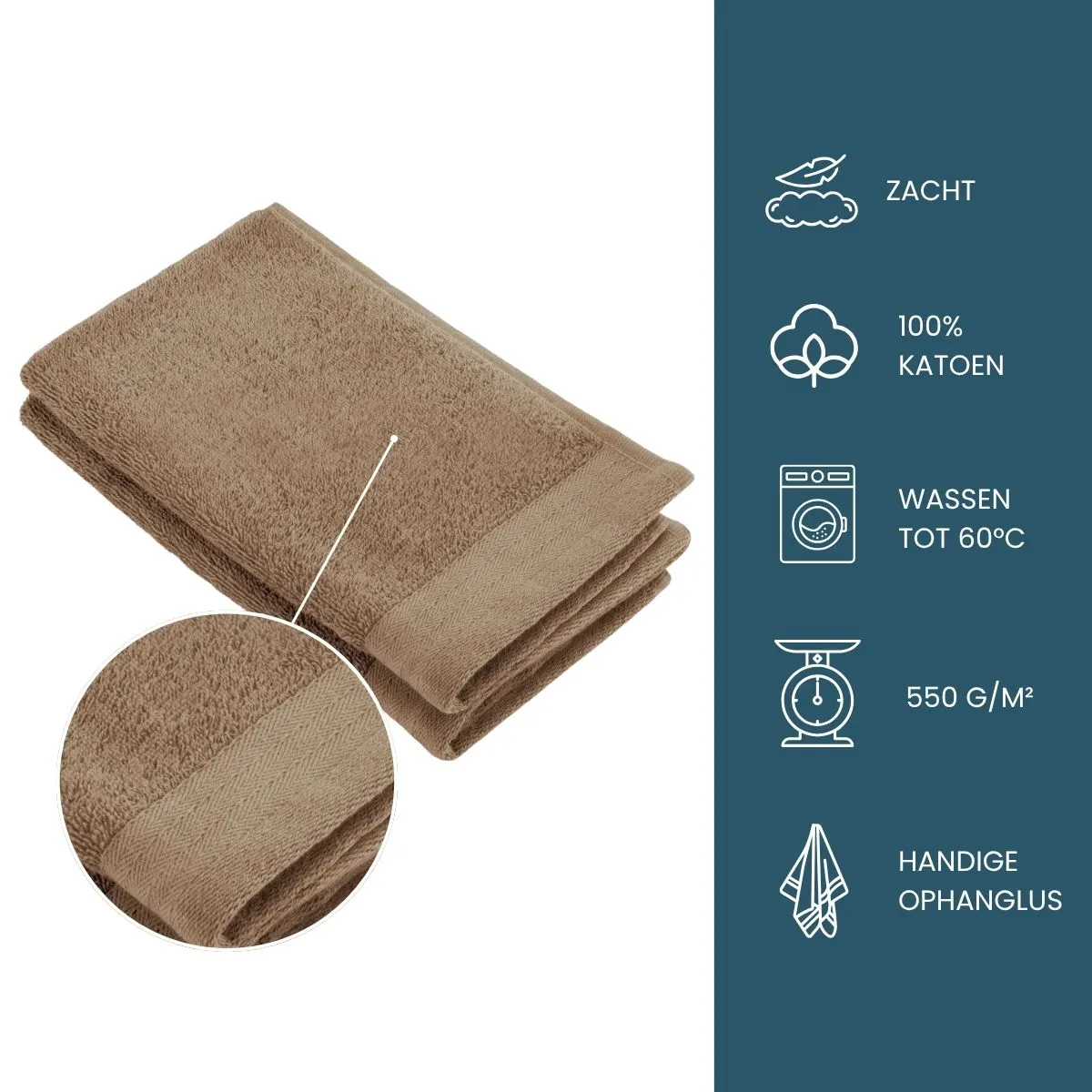 Walra Soft Cotton Gastendoekje 30 x 50 cm 550 gram Bruin - 2 stuks
