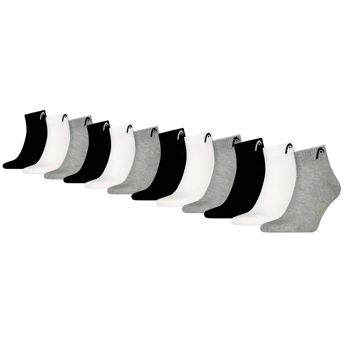 HEAD Quartersokken Training 12-pack Grijs / Wit / Zwart