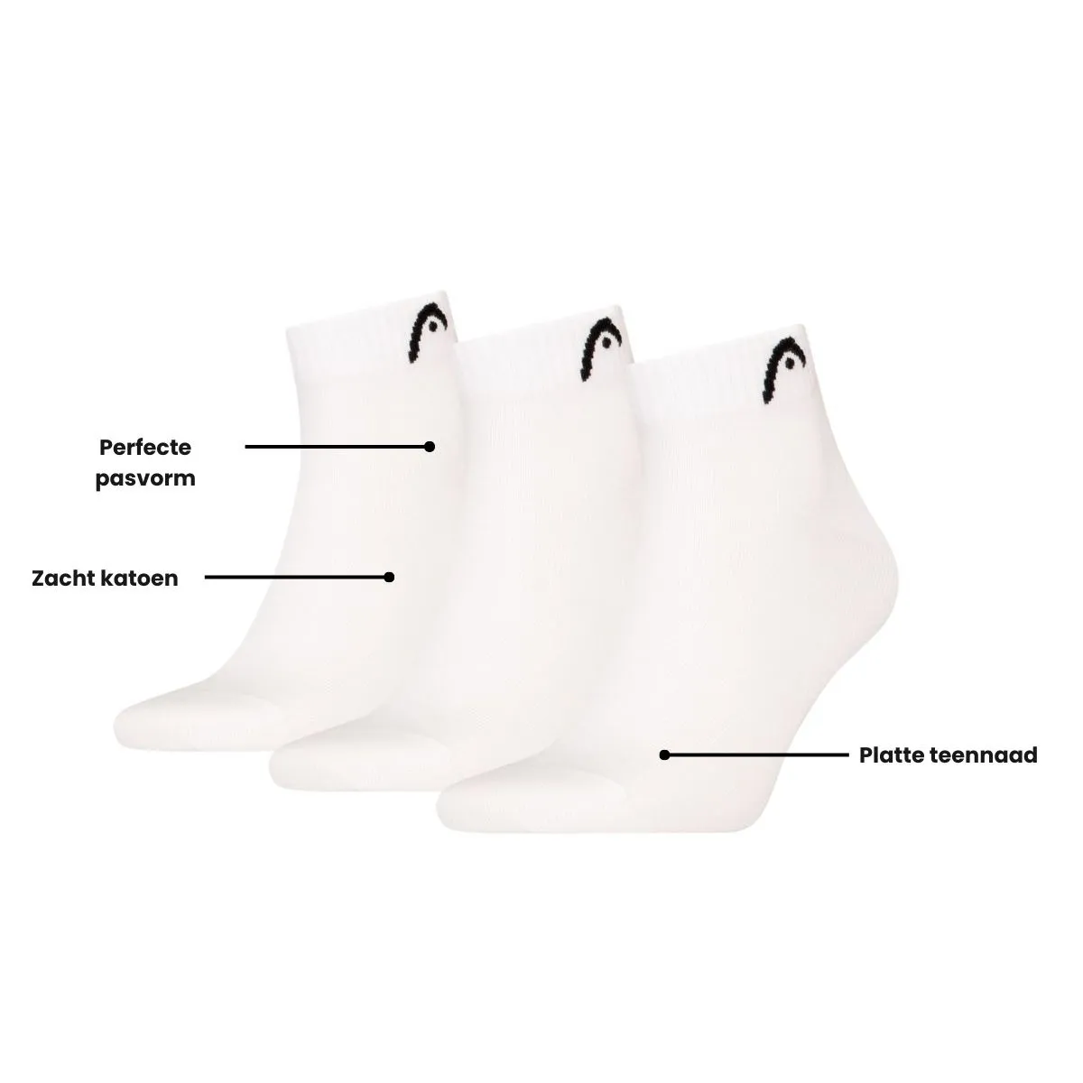 HEAD Quartersokken Training 12-pack Wit