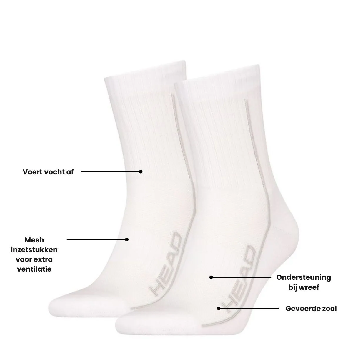 HEAD Sportsokken Performance 2-pack Wit