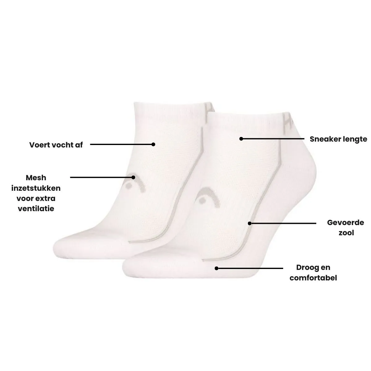 HEAD Sneakersokken Performance 2-pack Wit