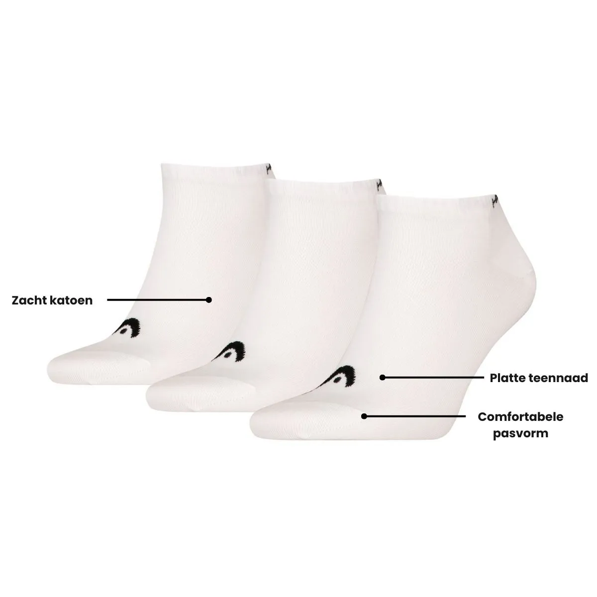 HEAD Sneakersokken Training 3-pack Wit