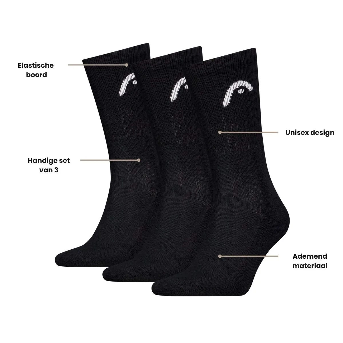HEAD Sportsokken Training 3-pack Zwart