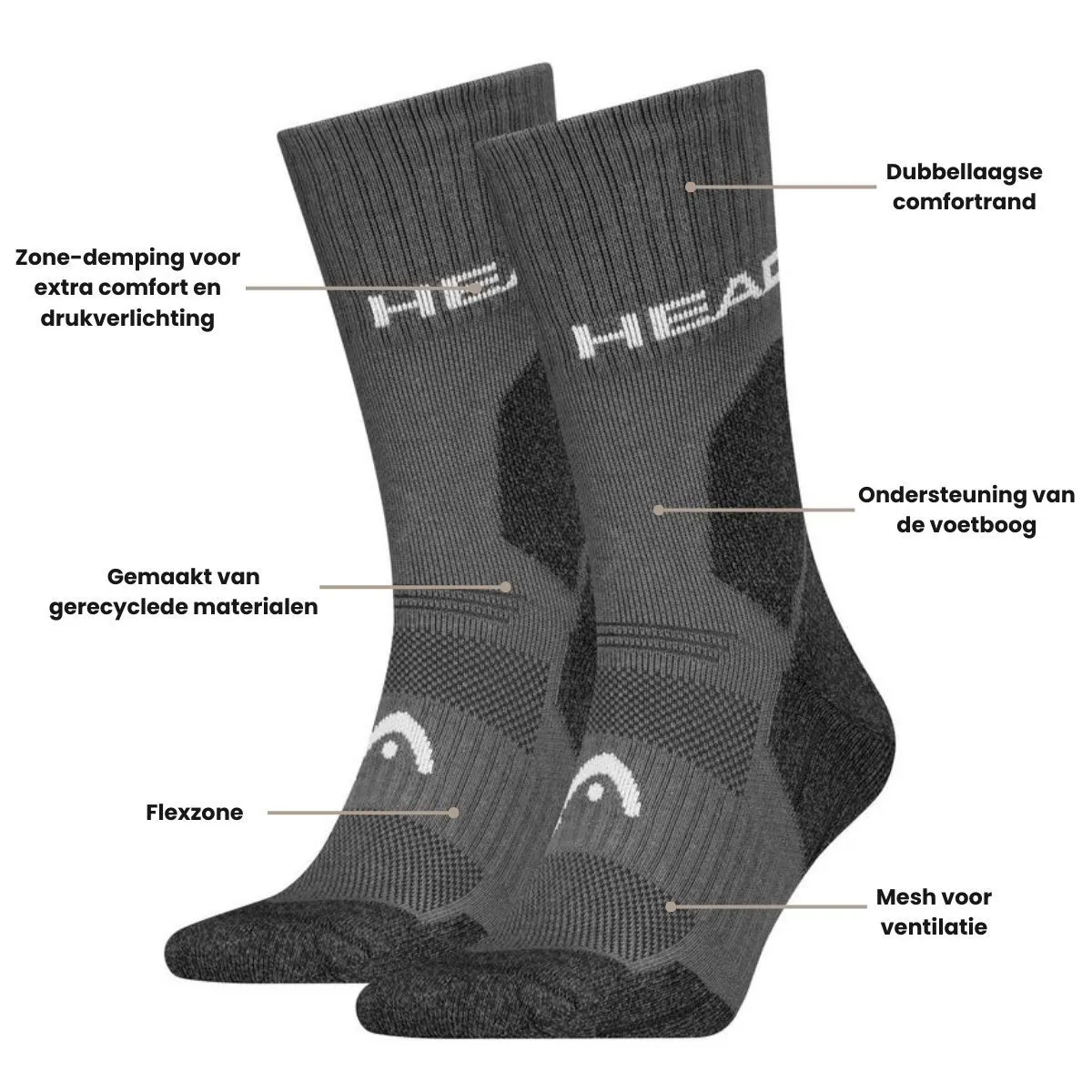 HEAD Wandelsokken All Climates Hiking Crew 6-pack - Keuze uit 4 kleuren