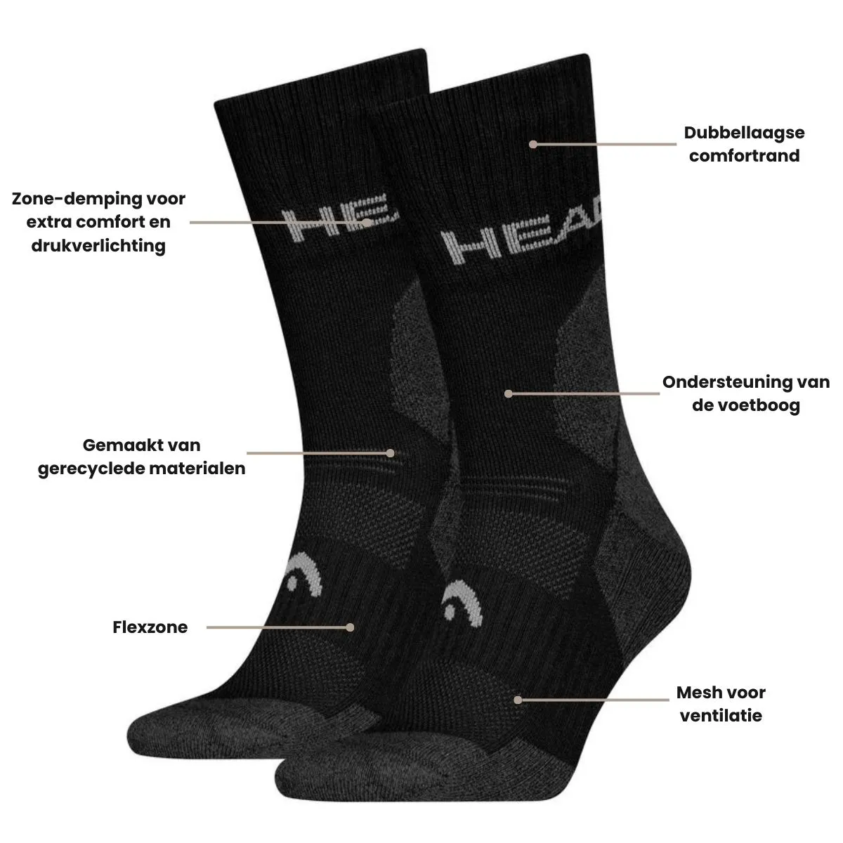 HEAD Wandelsokken All Climates Hiking Crew 6-pack Zwart