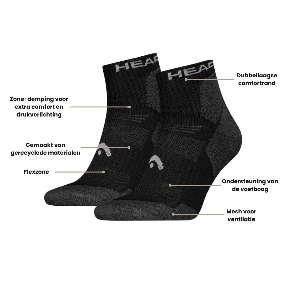 HEAD Wandelsokken All Climates Hiking Quarter 6-pack Zwart