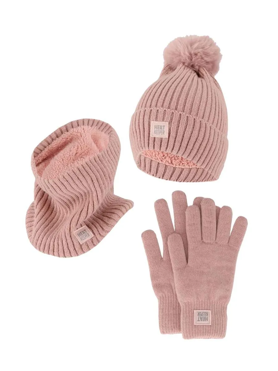 Heatkeeper Dames Winter Set - Muts + Handschoenen + Nekwarmer - Roze