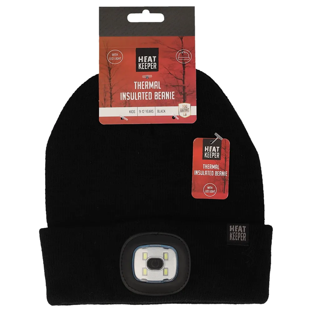 Heatkeeper Kinder Thermo Muts met oplaadbaar Led lampje Zwart